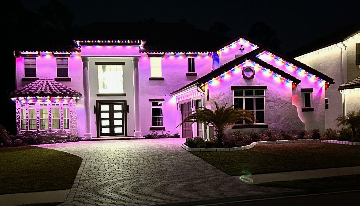 pink outdoor housing lighting